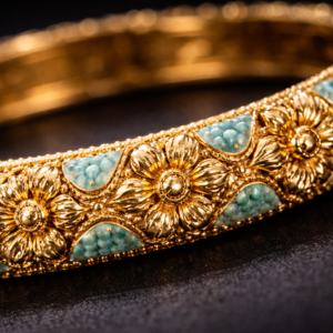 ✨ ROYAL TURQUOISE FLORAL BANGLES SET OF 4✨