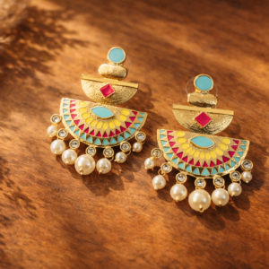 Zara Geometric Tribal Meenakari Earrings