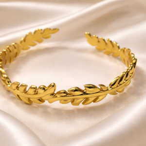 Aurora Leaf Gold Cuff Bracelet