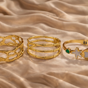 Ocean Treasure Gold Kada Bracelet Set