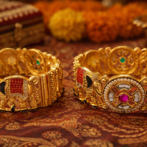 Royal Heritage Elephant Kundan Bangle Set
