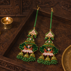 Peacock Meenakari Pearl Drop Earrings