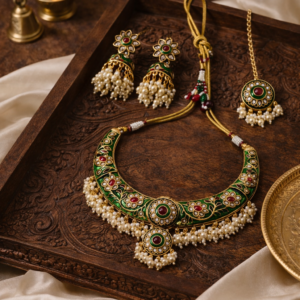 Rajwada Meenakari Necklace Set with Earrings & Maangtika
