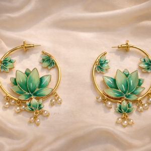 Panna Pushpa Lotus Gold Hoop Earrings