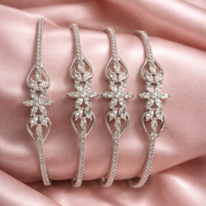 Elegant 4-Piece Floral Marquise Diamond Bangles