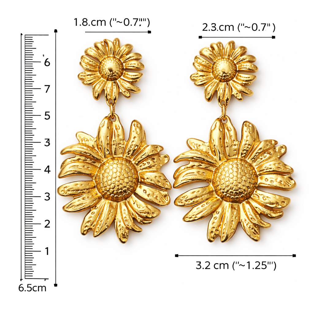Rivaas Gold Sunflower Drop Earrings - Image 4