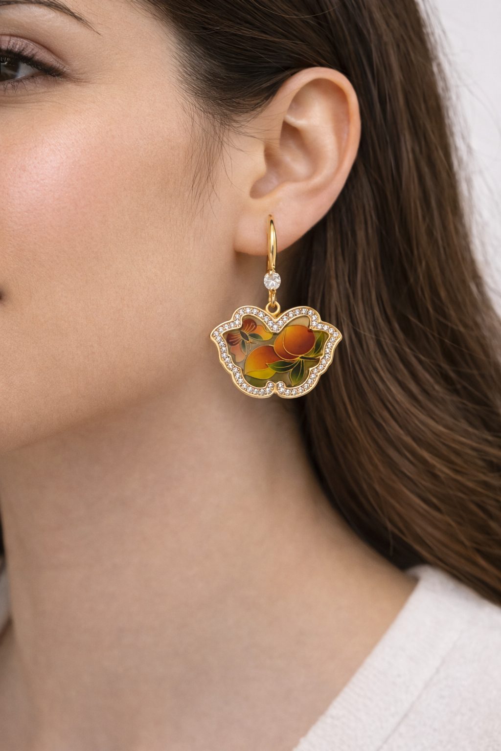 Rivaas Butterfly Enamel Crystal Drop Earrings. - Image 3