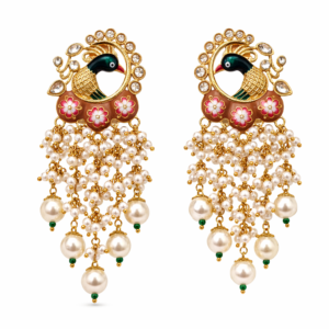 🦚Rivaas Royal Peacock Pearl Chandbali Earrings
