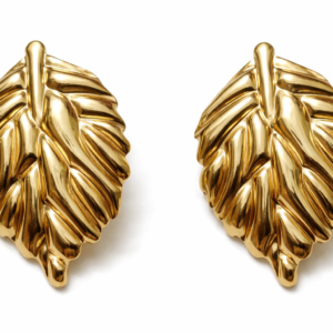 Rivaas Gold Leaf Statement Stud Earrings