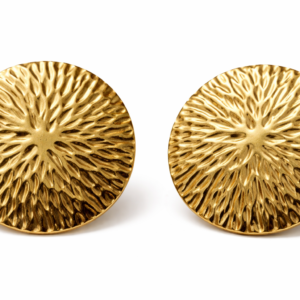 Rivaas Textured Gold Disc Statement Earrings