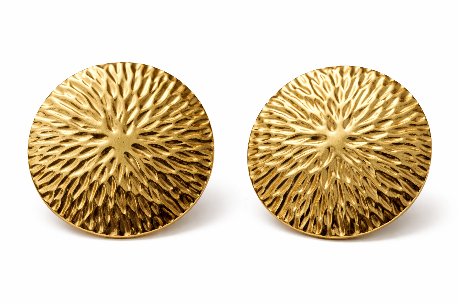 Rivaas Textured Gold Disc Statement Earrings