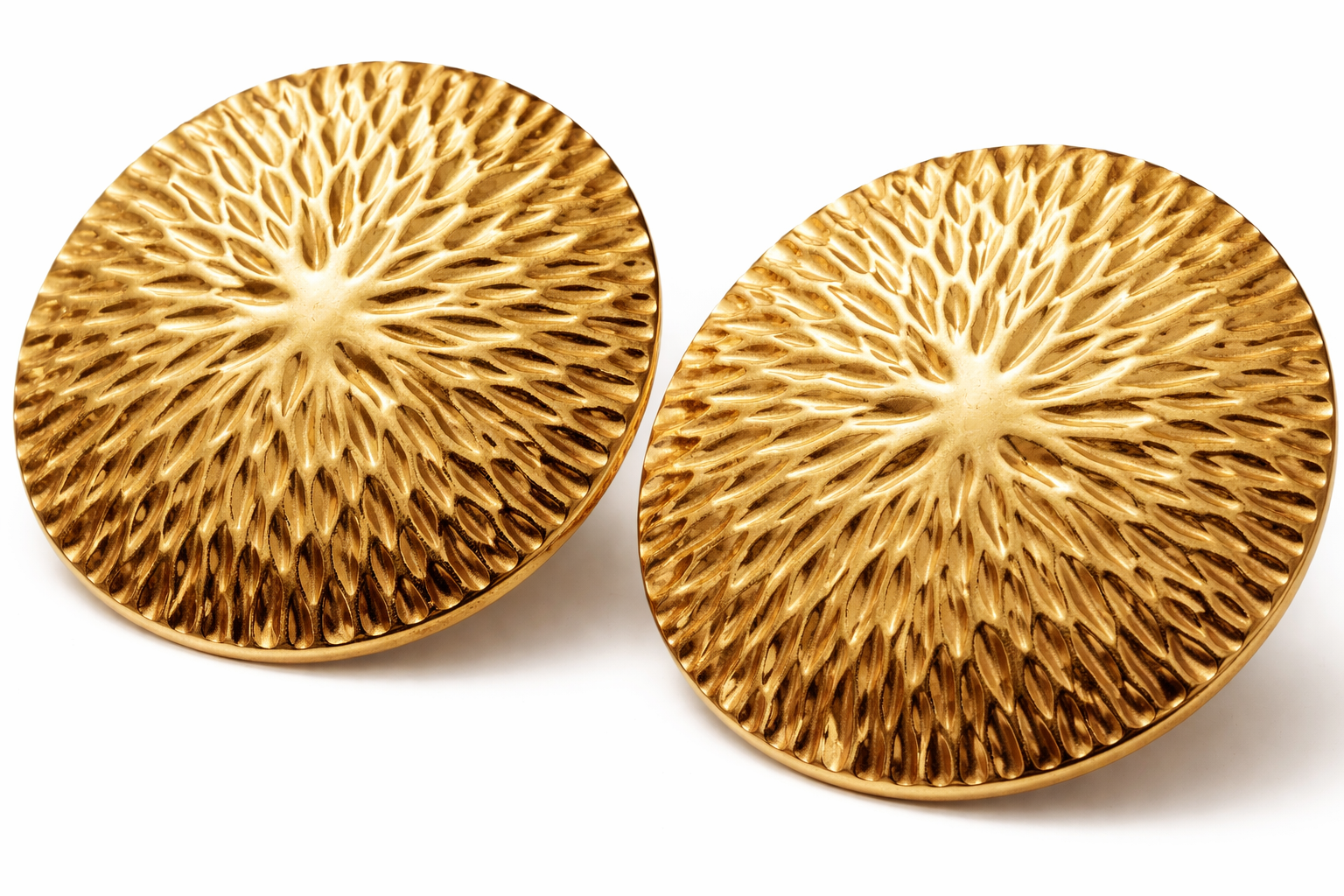Rivaas Textured Gold Disc Statement Earrings - Image 2