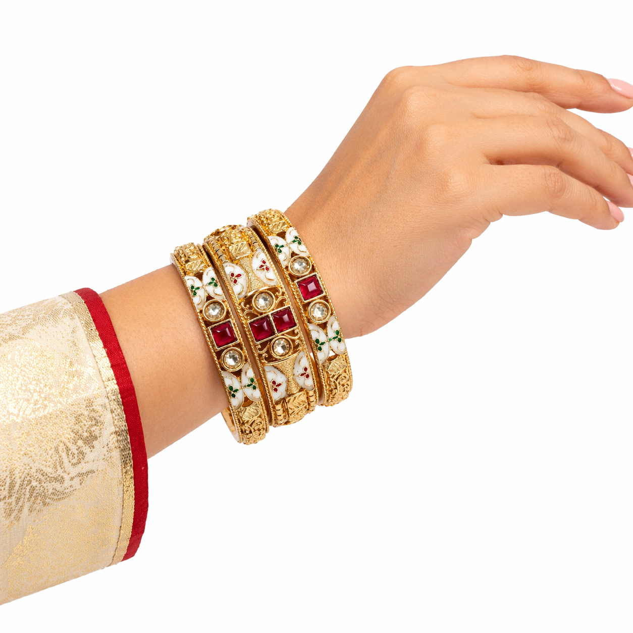Traditional Gold-Plated Designer Bangle Set 6 - Image 2
