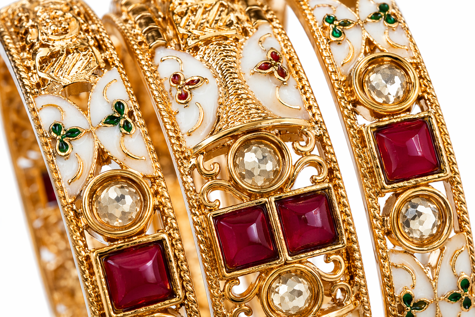 Traditional Gold-Plated Designer Bangle Set 6 - Image 3