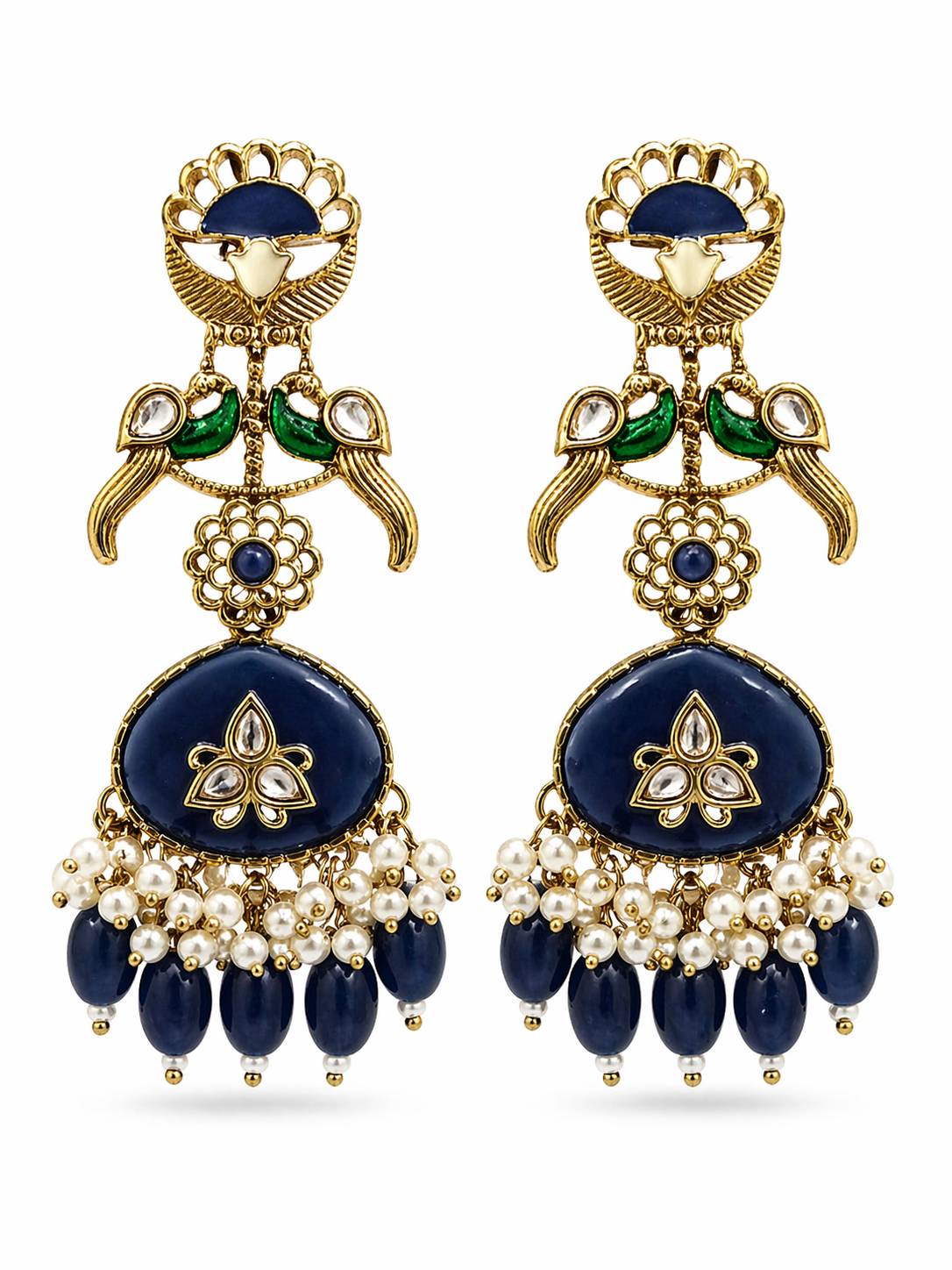 Antique Gold Peacock Designer Earrings.