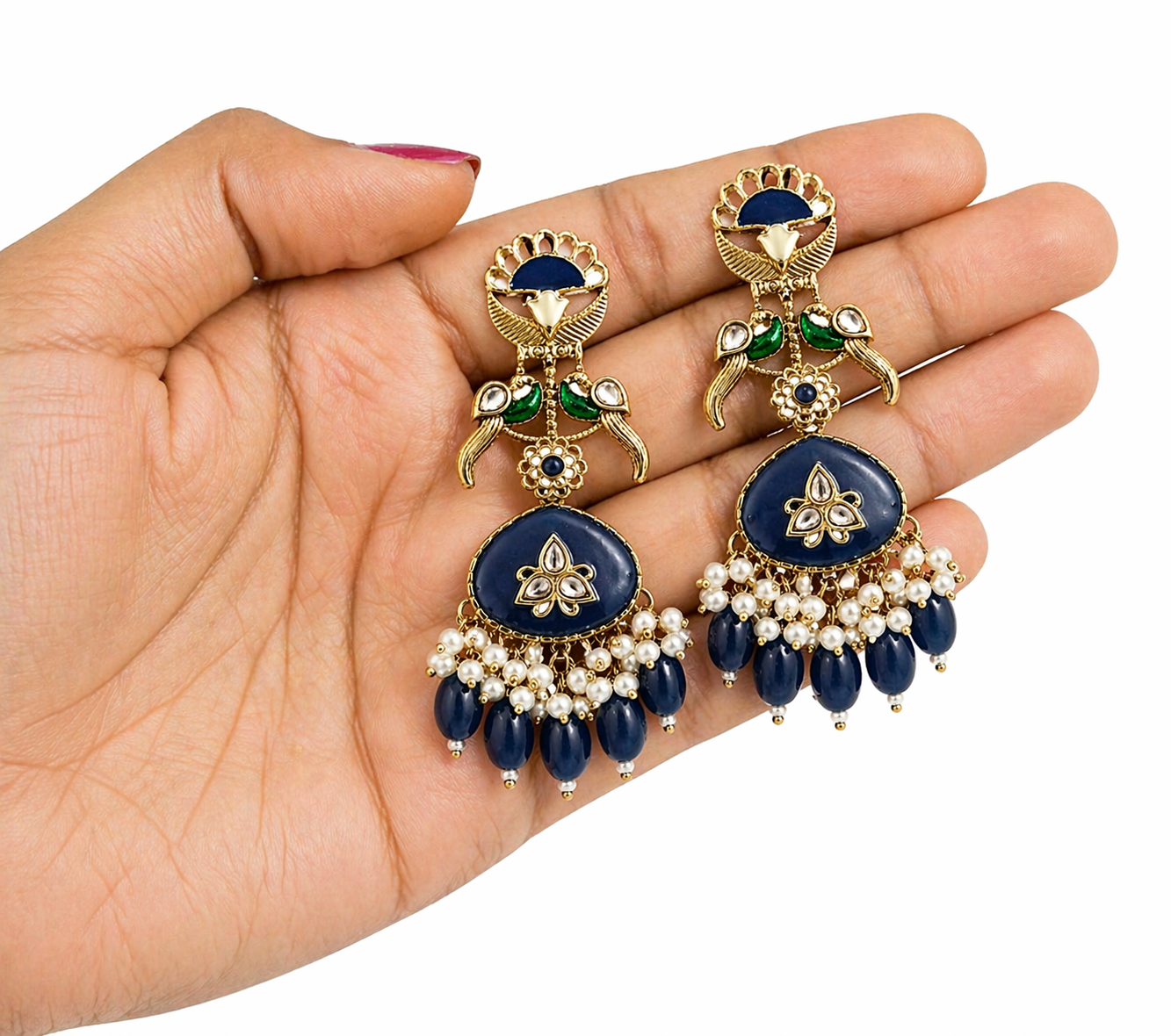 Antique Gold Peacock Designer Earrings. - Image 4