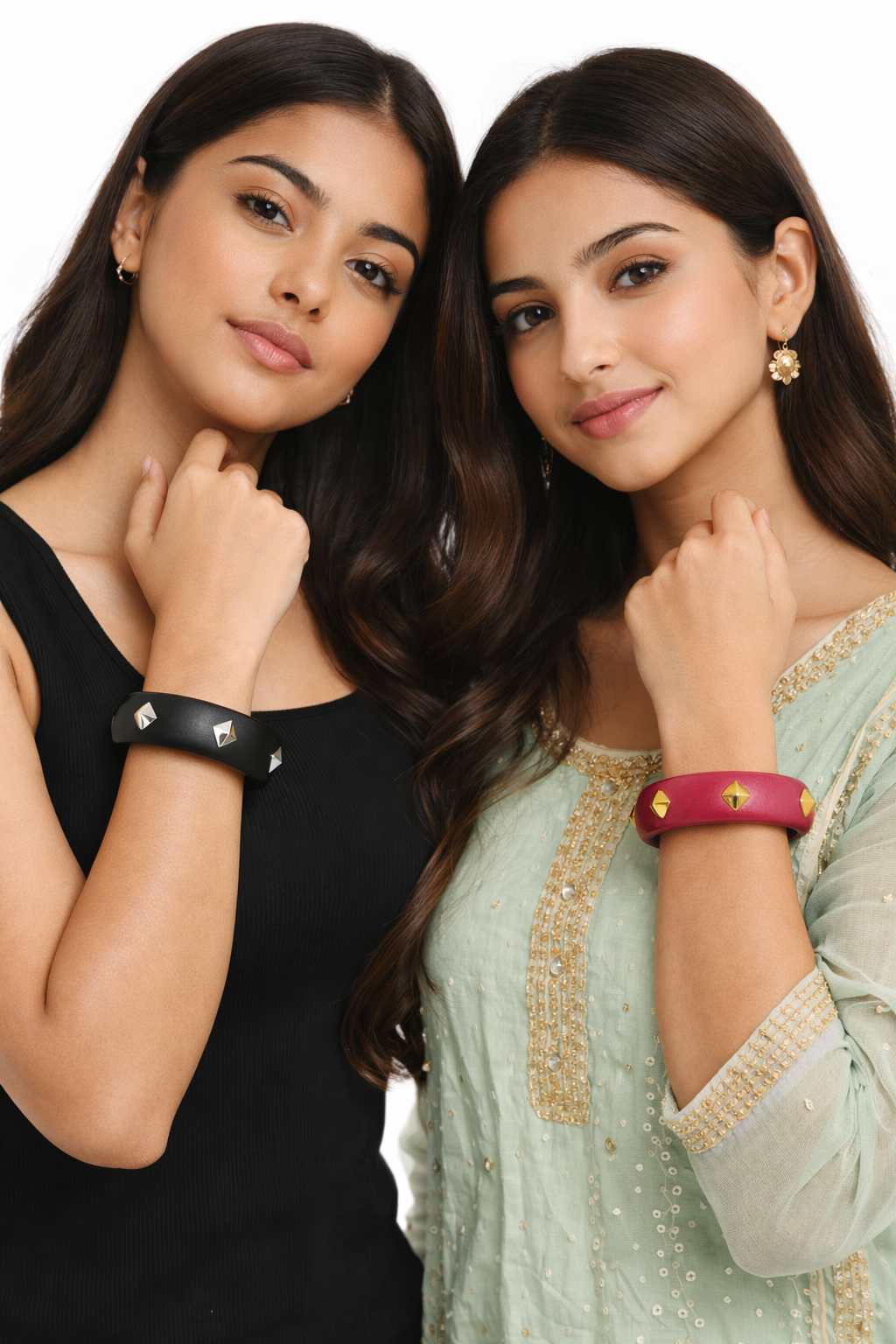 Trendy Studded Wooden Bangles Set. - Image 2