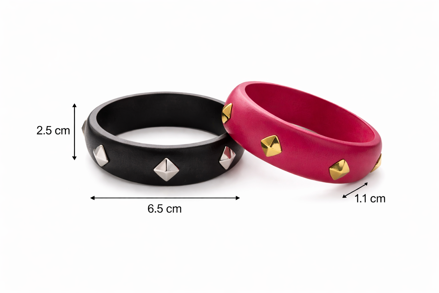 Trendy Studded Wooden Bangles Set. - Image 3