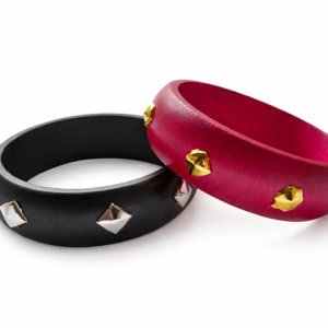 Trendy Studded Wooden Bangles Set.